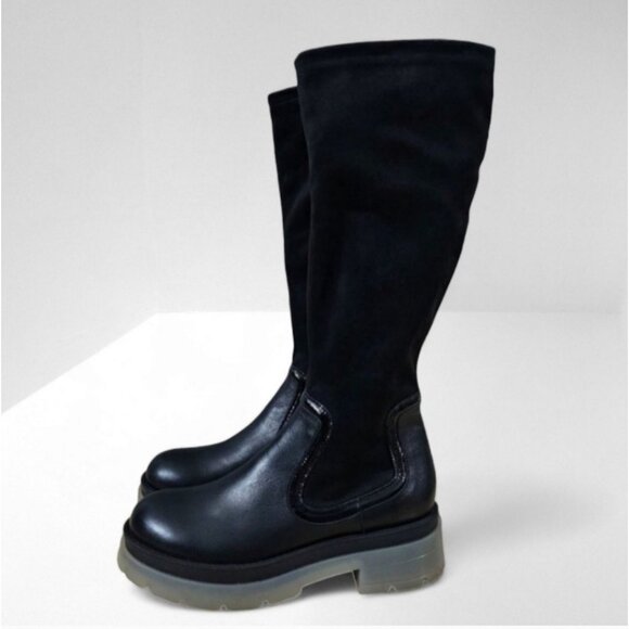 Aquatalia Shoes - Aquatalia Drew Tall Boot Knee High Combat Naplak Suede Leather Weatherproof 7.5